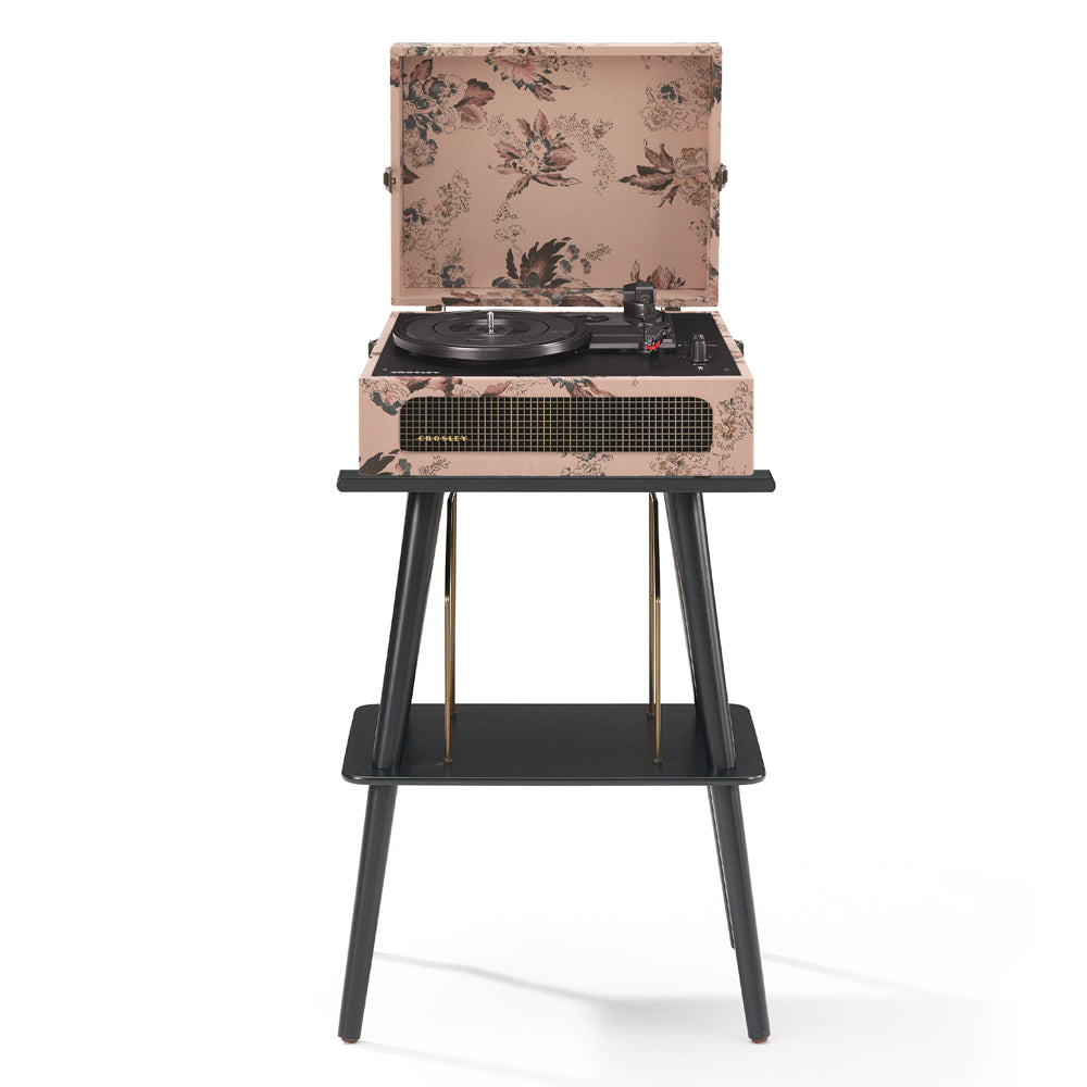 Crosley Voyager Bluetooth Portable Turntable + Entertainment Stand Bundle - Floral
