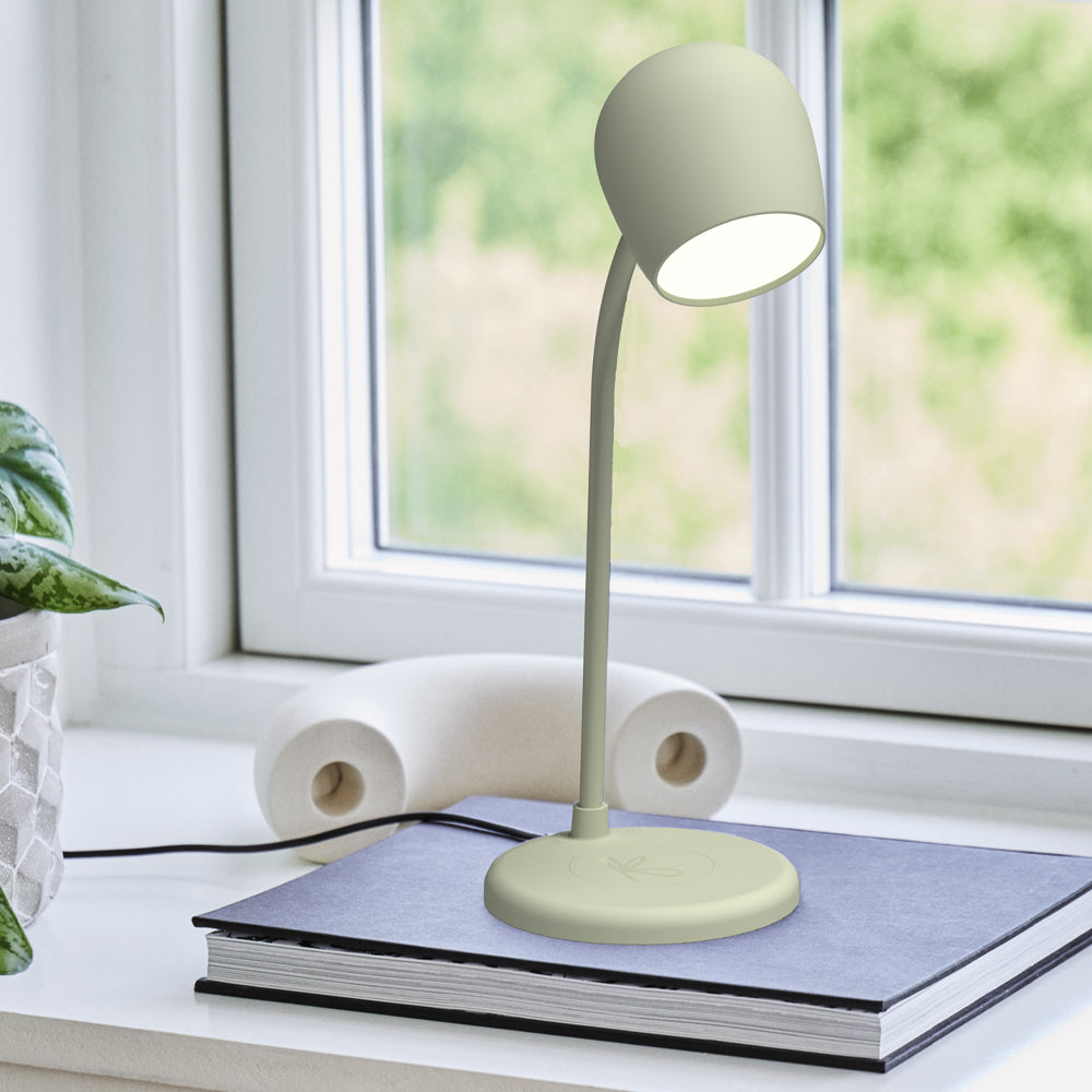 Kreafunk Ellie Lamp W/ Qi Charger And Bluetooth Speaker - Dusty Olive