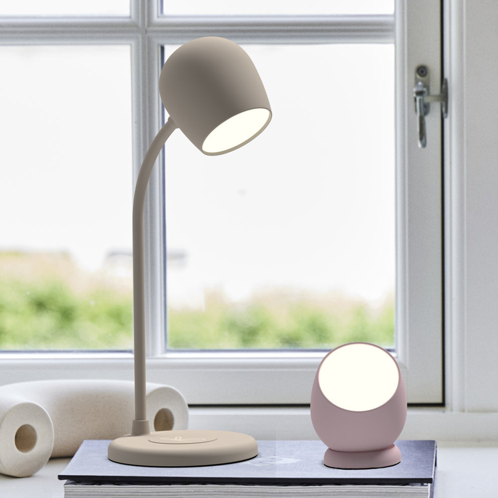 Kreafunk Ellie Lamp W/ Qi Charger And Bluetooth Speaker - Ivory Sand