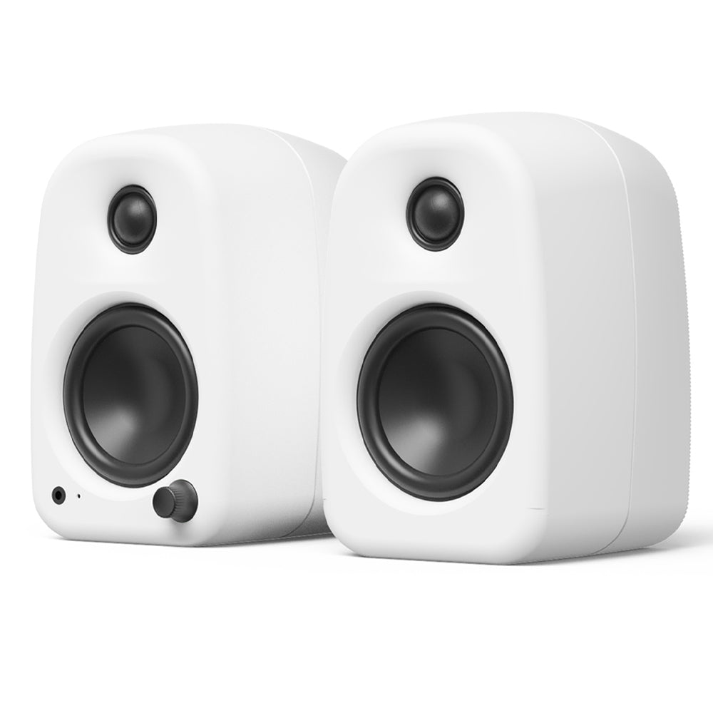 Kanto UKI 100W Desktop Speakers with Bluetooth, USB-C, Headphone out, Chalk (Matte White), Pair