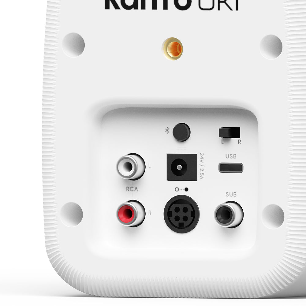 Kanto UKI 100W Desktop Speakers with Bluetooth, USB-C, Headphone out, Chalk (Matte White), Pair