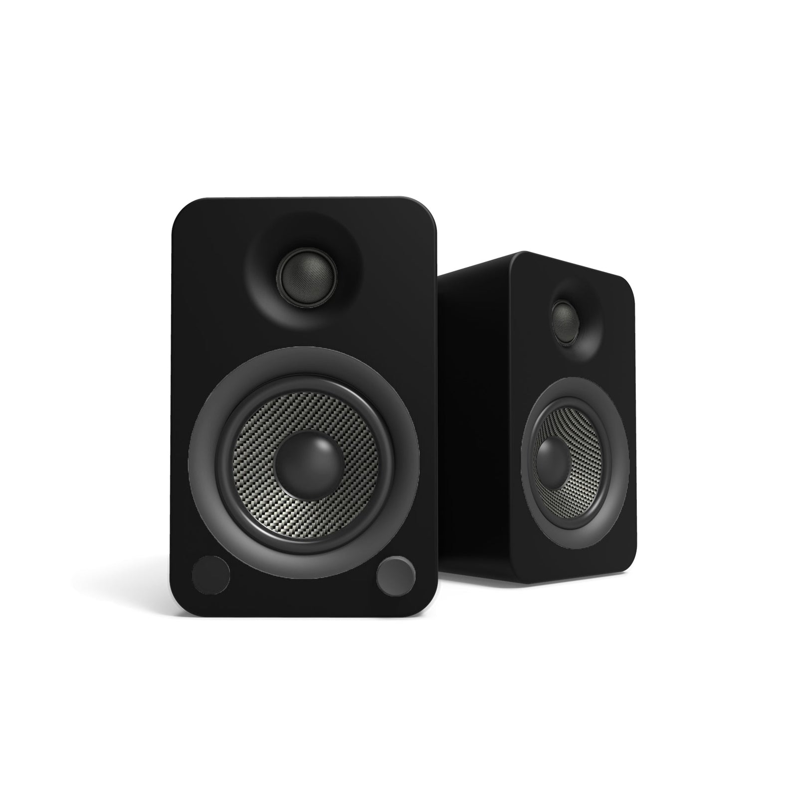 Kanto YU4 140W Powered Bookshelf Speakers with Bluetooth® and Phono Preamp - Pair, Matte Black with SX22 Black Stand Bundle