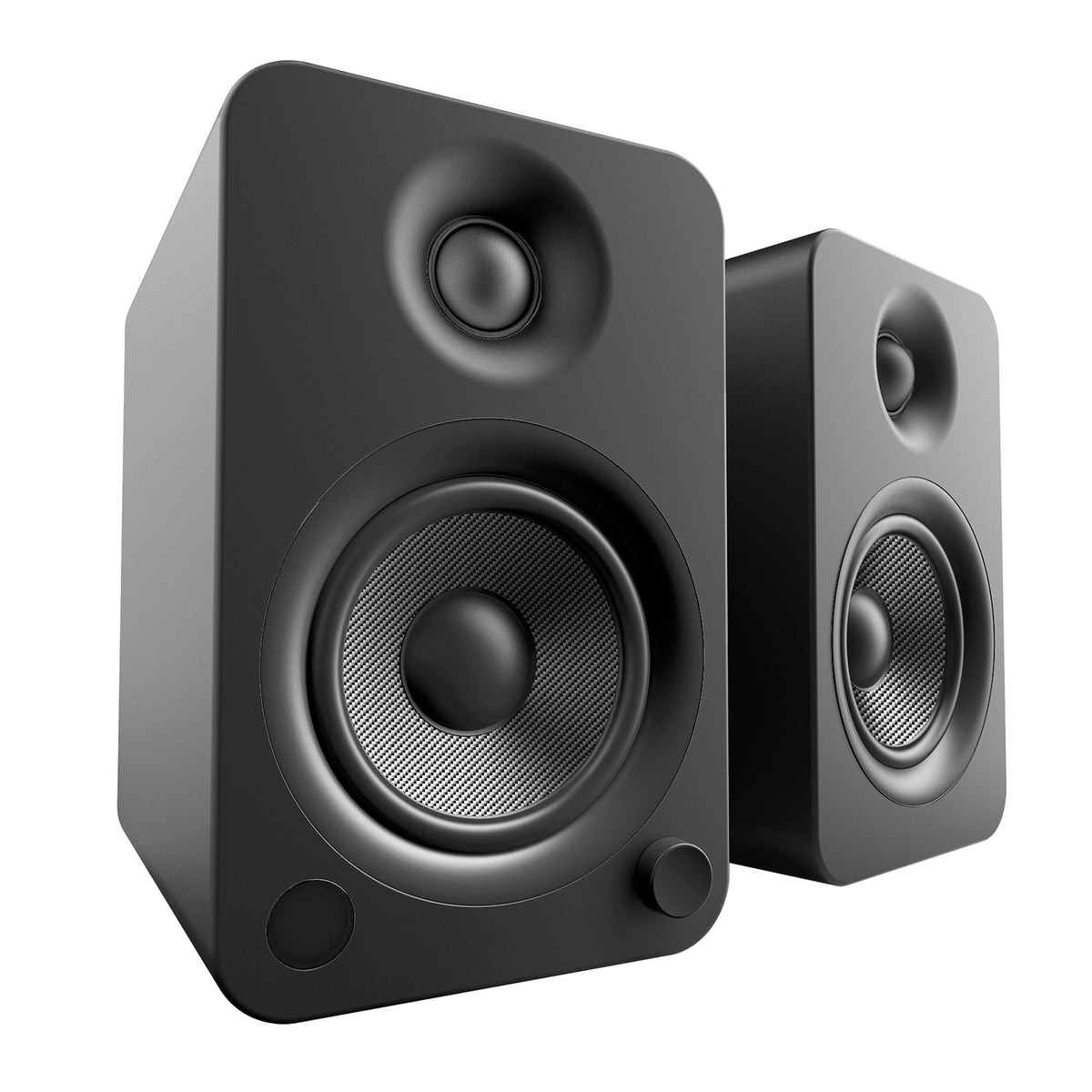 Kanto YU4 140W Powered Bookshelf Speakers with Bluetooth® and Phono Preamp - Pair, Matte Black with SX22 Black Stand Bundle