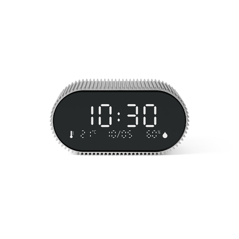 Lexon Ray Clock Lcd Alarm Clock With Temperature / Humidity Display - Alu Polish