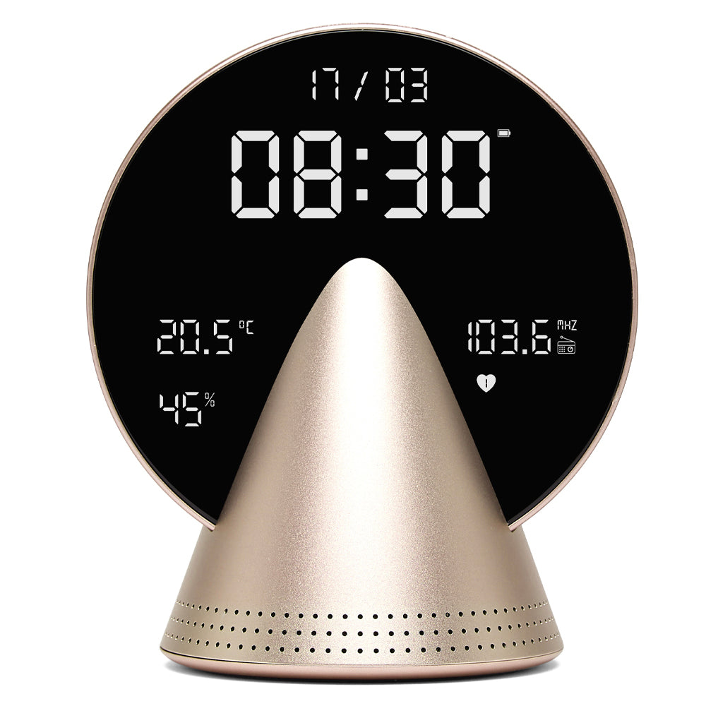 Lexon Conic Radio Alarm Clock With Fm &amp; Built-In Bluetooth Speaker - Gold