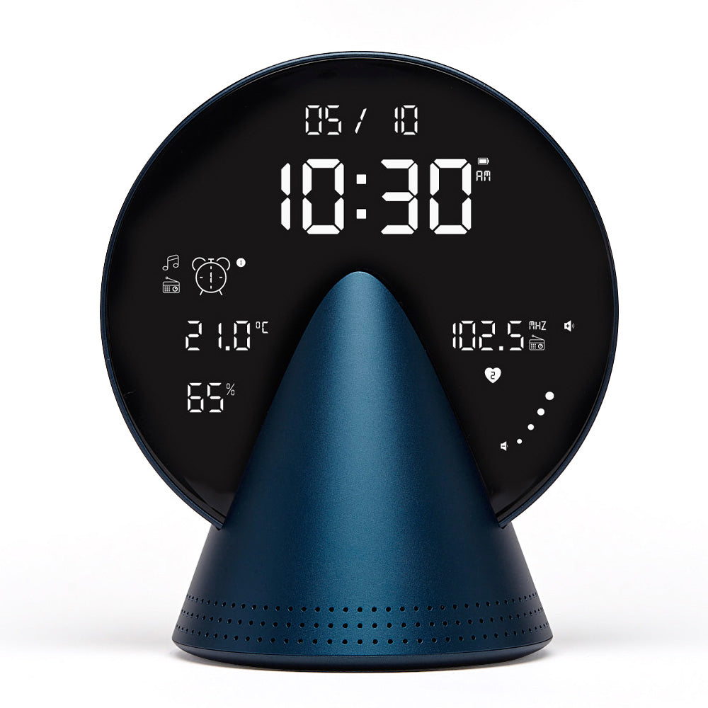 Lexon Conic Radio Alarm Clock With Fm &amp; Built-In Bluetooth Speaker - Blue