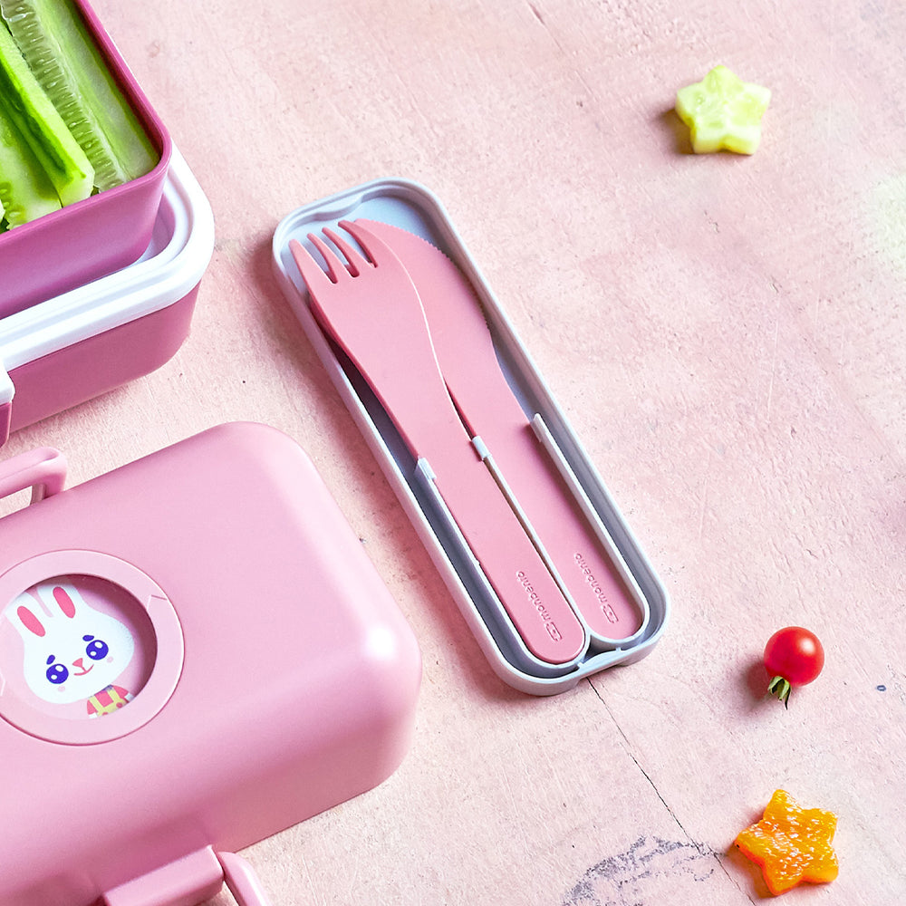 Monbento Mb Pocket Plastic Cutlery Set - Colour Pink Blush