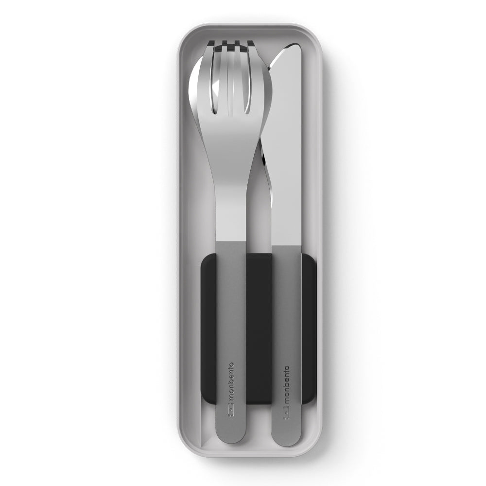 Monbento Mb Slim Box Stainless Steel Cutlery Set - Trio Knife - Black