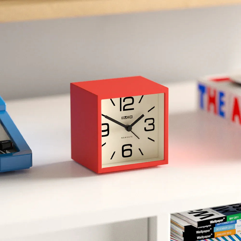 Newgate Cube Mantel Clock-Fire Engine Red