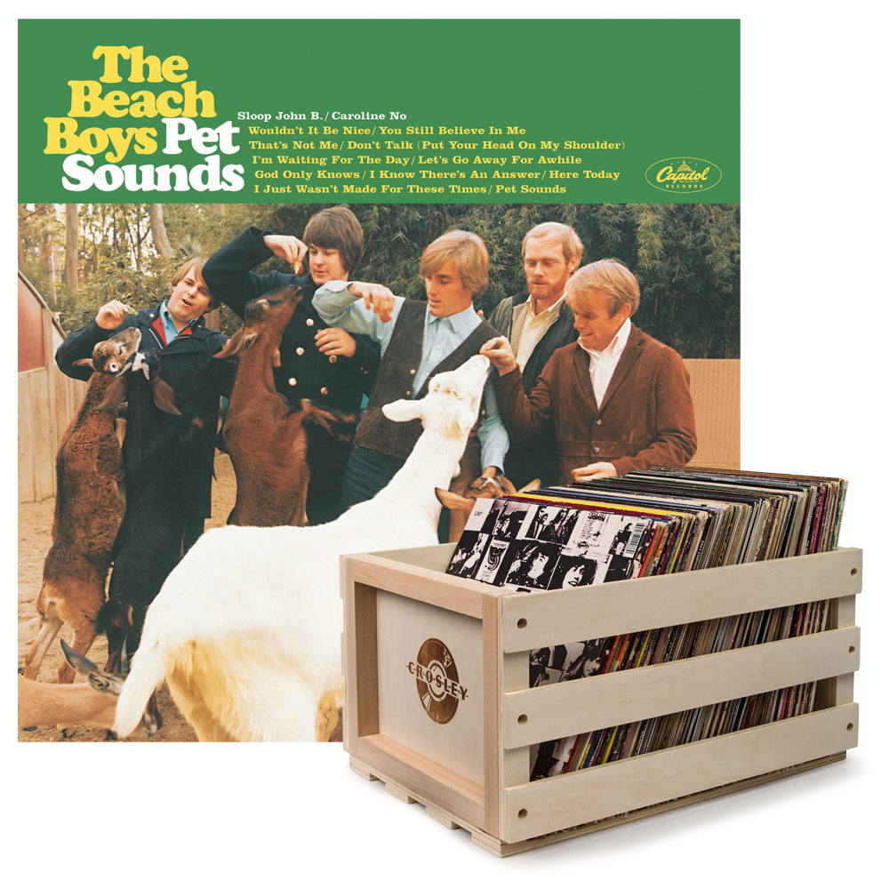 Crosley Record Storage Crate &amp; The Beach Boys Pet Sounds - Vinyl Album Bundle