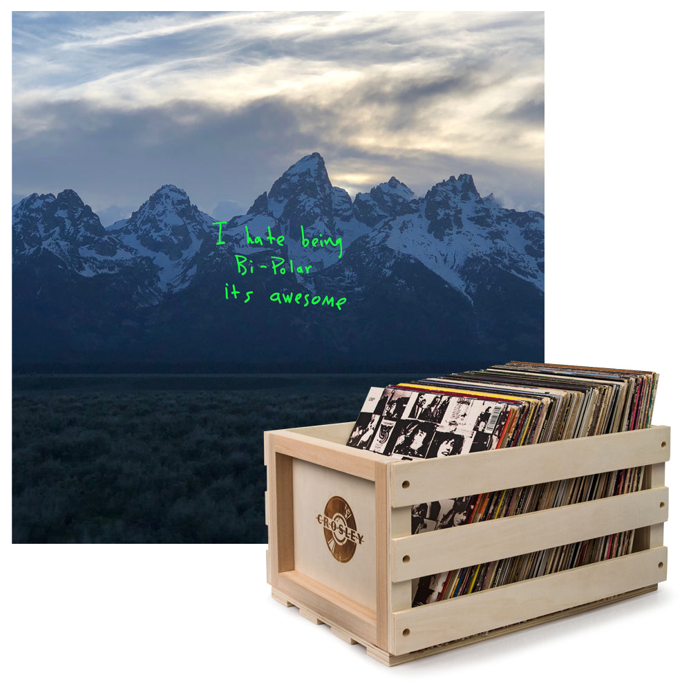 Crosley Record Storage Crate &amp; Kanye West - Ye - Vinyl Album Bundle