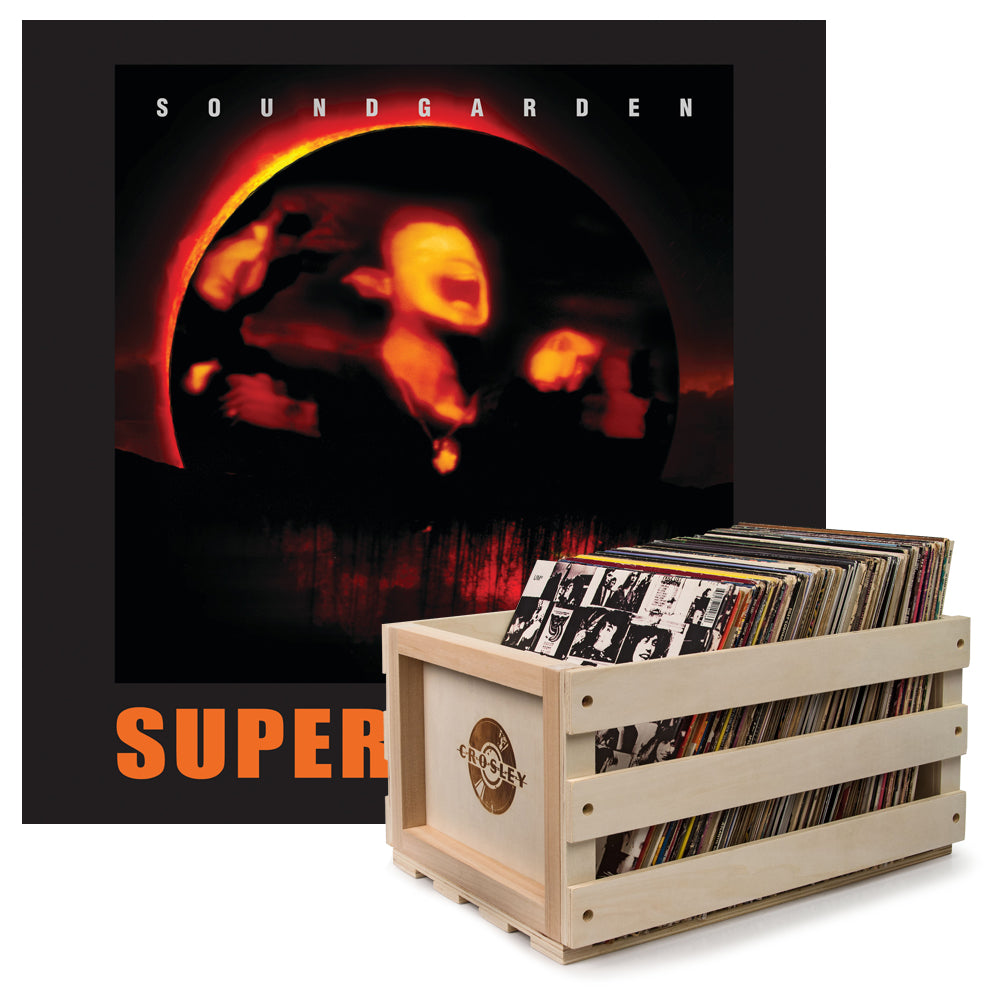 Crosley Record Storage Crate &amp; Soundgarden Superunknown - Double Vinyl Album Bundle