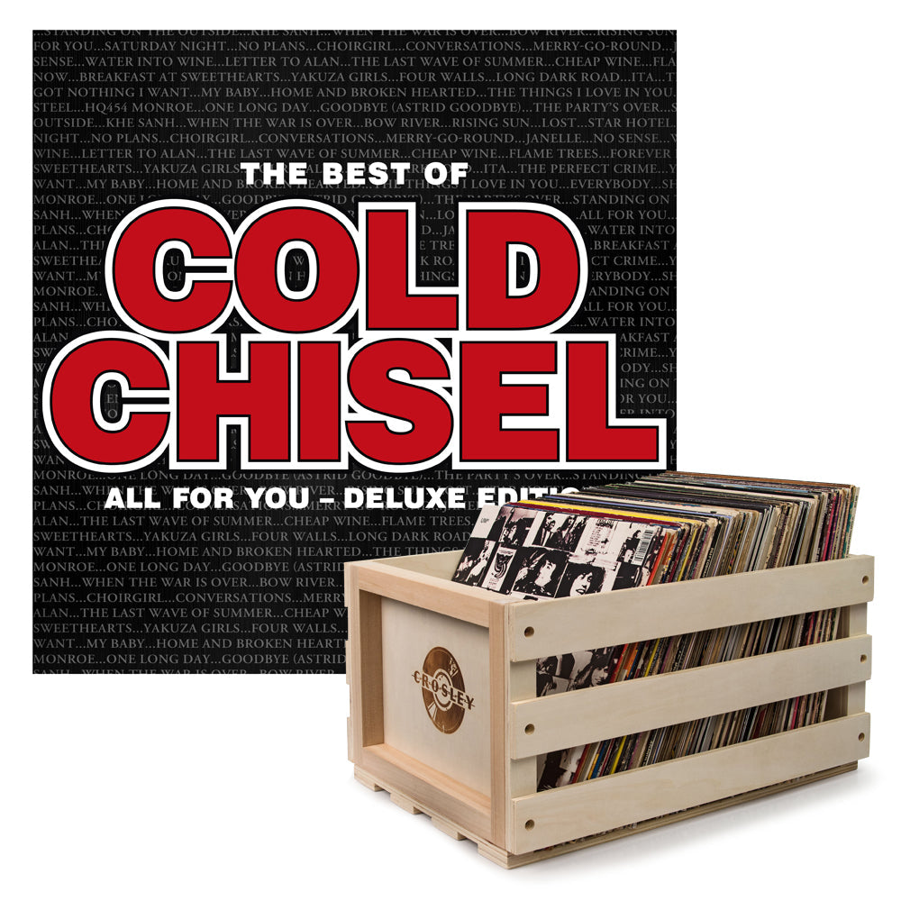 Crosley Record Storage Crate &amp; Cold Chisel The Best Of Cold Chisel - Double Vinyl Album Bundle