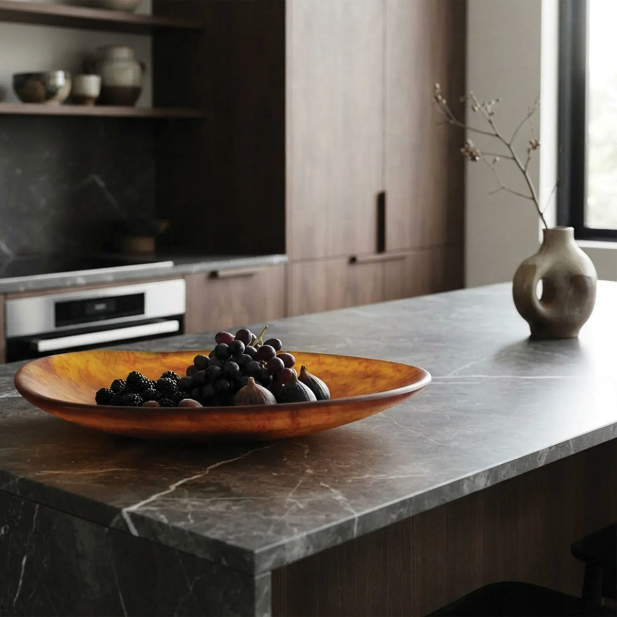 Urban Attitude SHAY Extra Large Bowl Height 6cm lowest 12cm highest by Width 52.5cm x 60cm - Burnt Amber