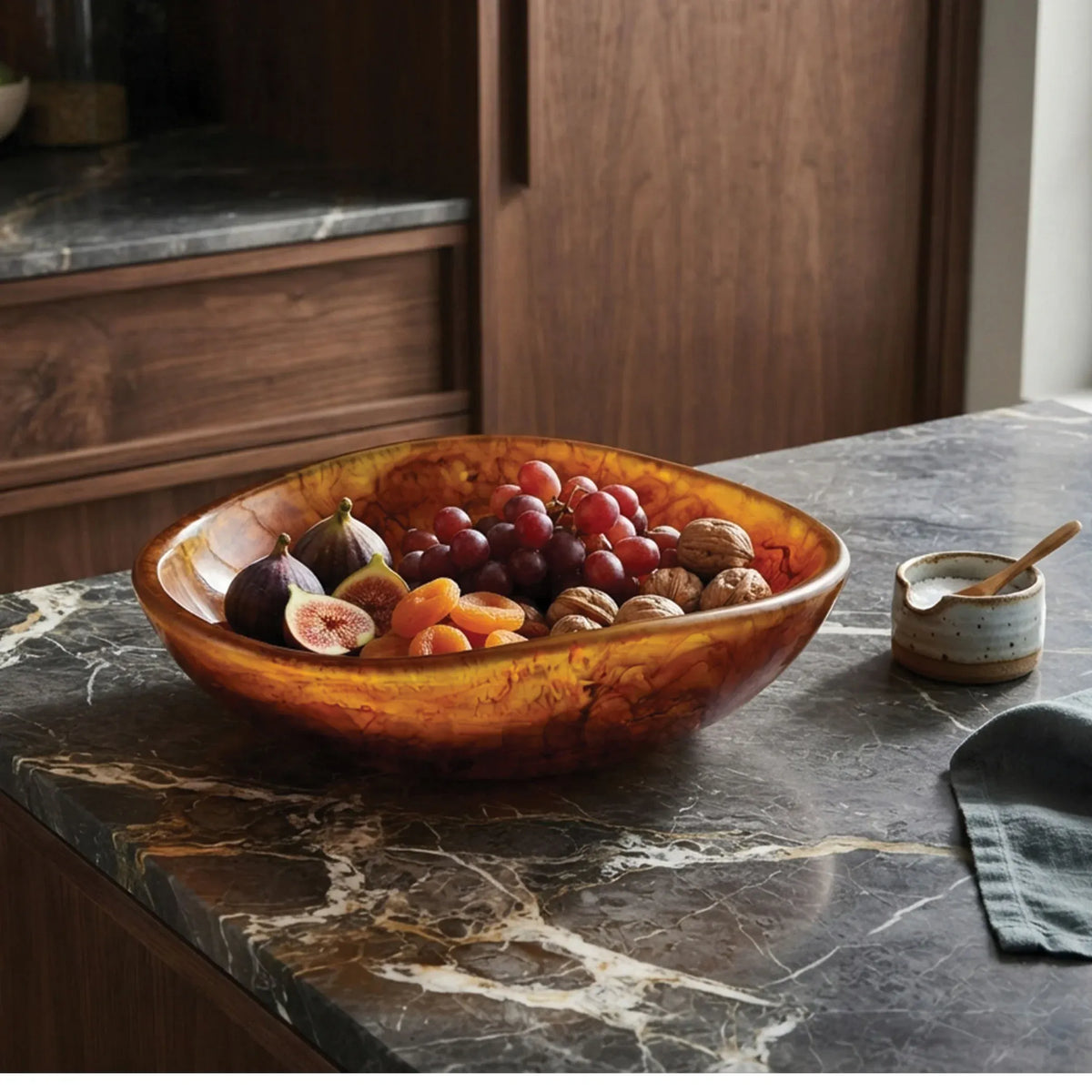 Urban Attitude JADE Medium Bowl Height 8cm highest, 5cm lowest, Width 27cm, Length 28cm - Burnt Amber