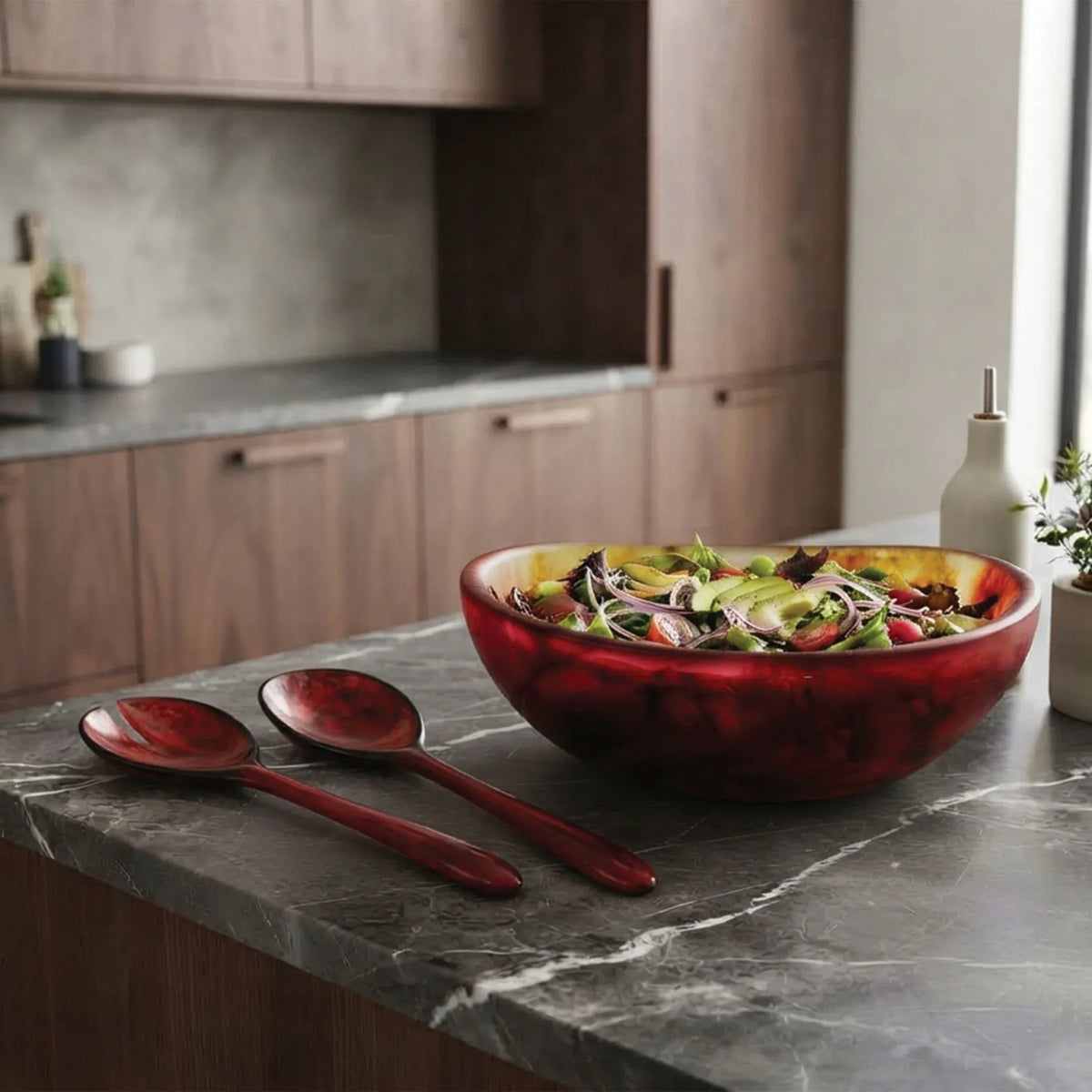 Urban Attitude LILA Large Paired Servers Length 30cm, Width 7.5cm (Spoon) - Berry Red
