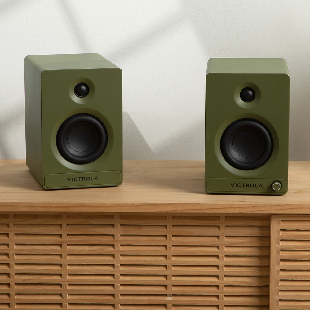 Victrola Tempo Bookshelf Speakers - Green