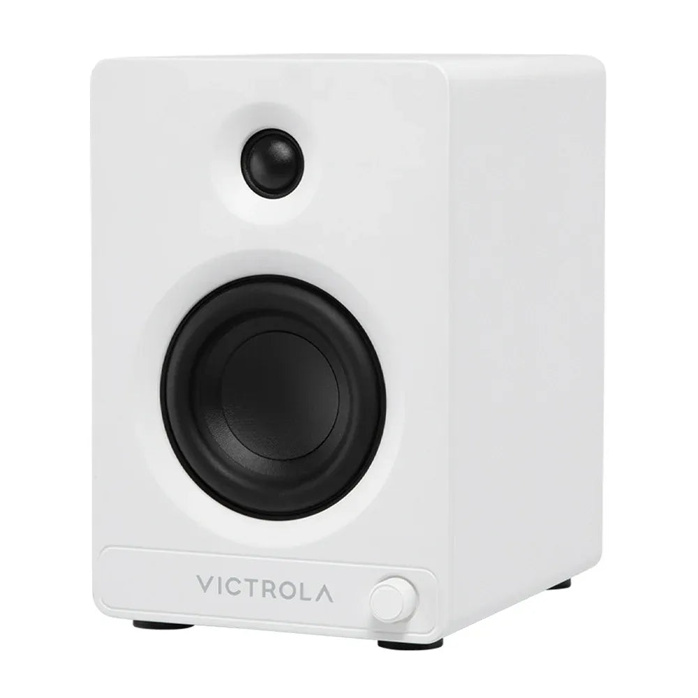 Victrola Automatic Turntable + Victrola Tempo Bookshelf Speakers Bundle - White