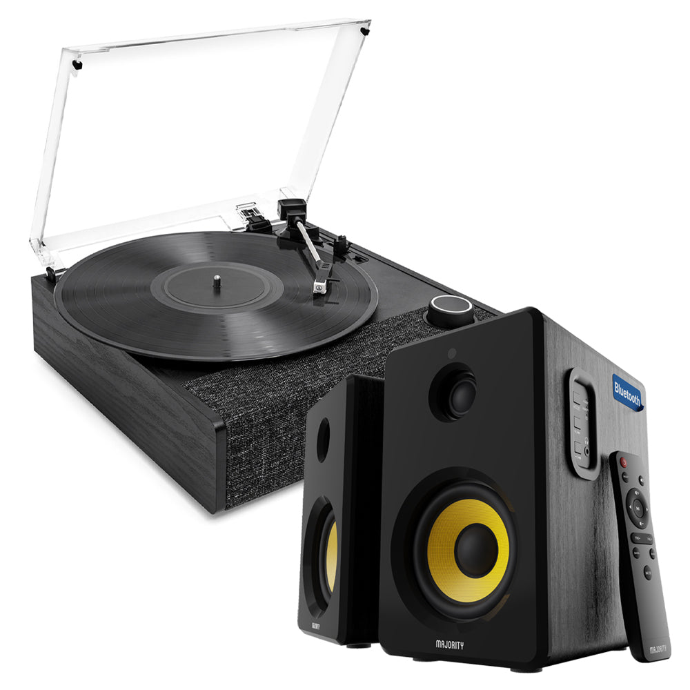 Victrola Eastwood II Turntable - Black + Bundled Majority D40X Bluetooth Speakers