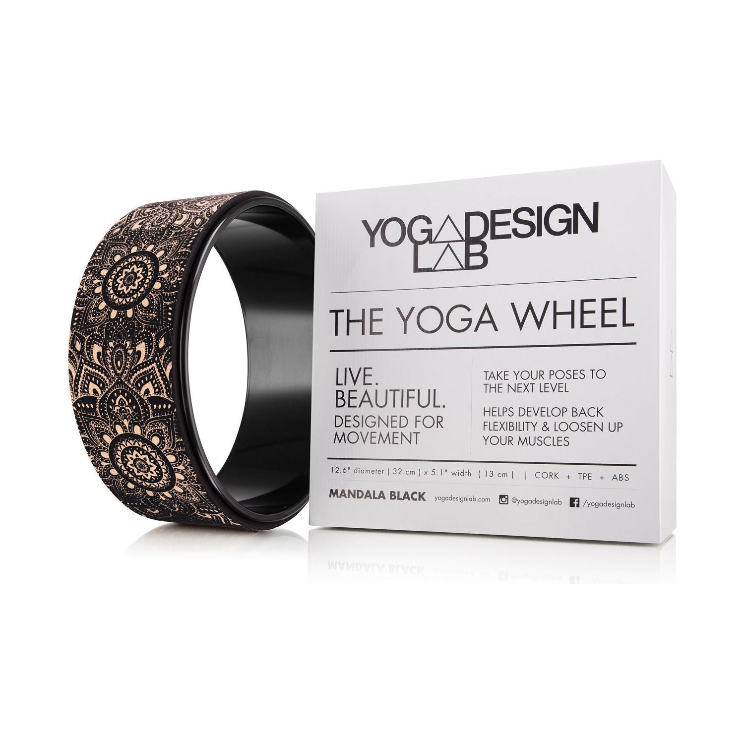 Yoga Design Lab Yoga Wheel Cork Mandala Black