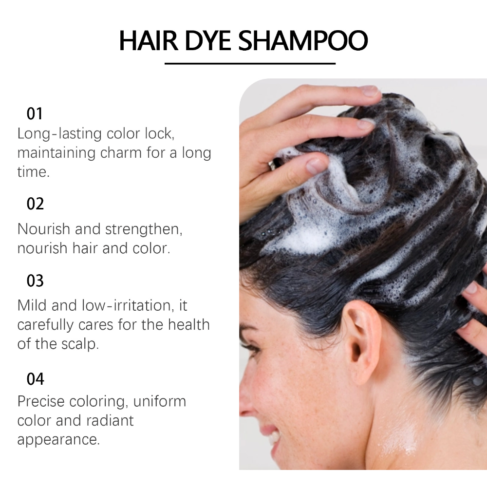 EELHOE Black Hair Dye Shampoo, Herbal Essence, Plant Extract, Moisturizing And Nourishing, Home Scalp Cleaning And Hair Care Shampoo