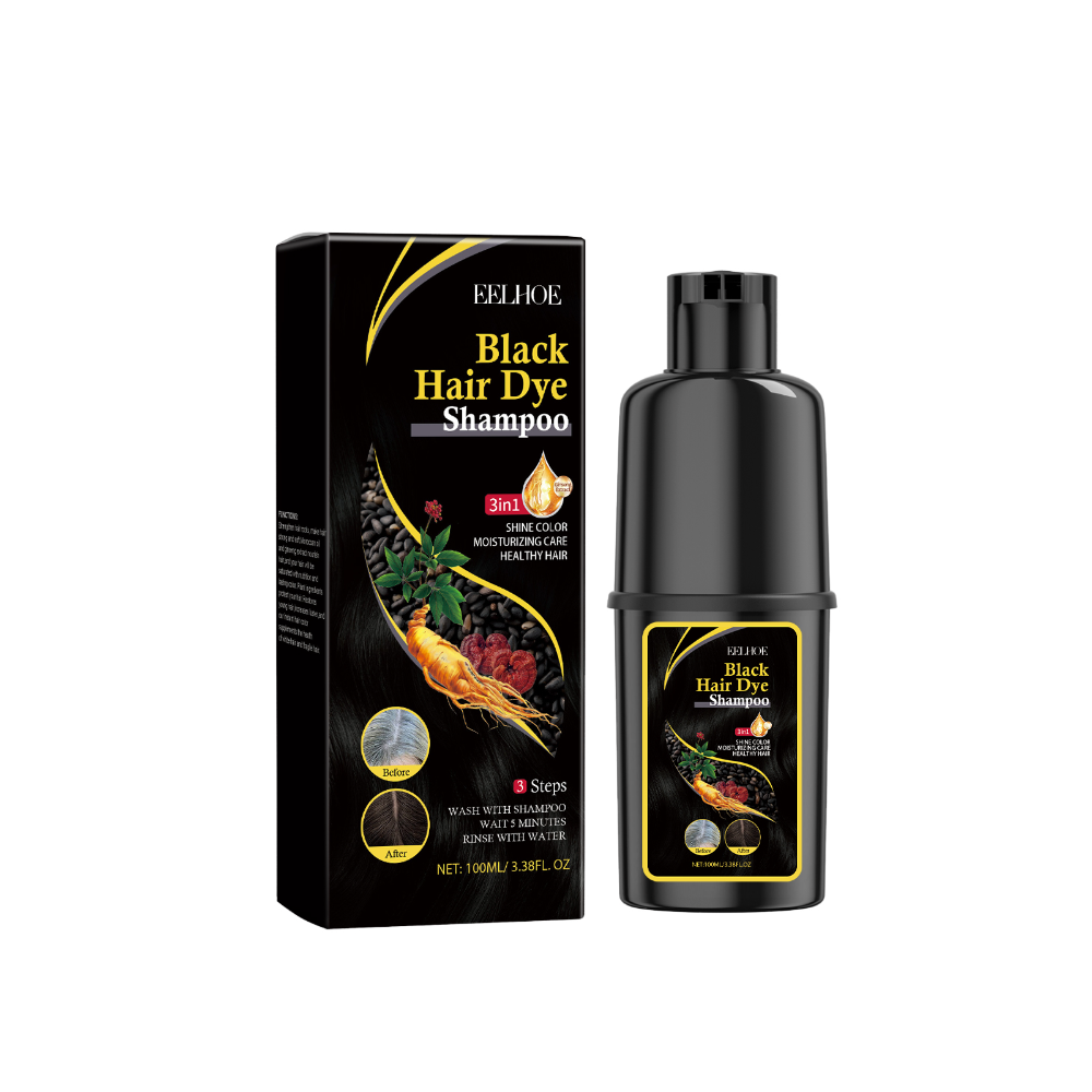 EELHOE Black Hair Dye Shampoo, Herbal Essence, Plant Extract, Moisturizing And Nourishing, Home Scalp Cleaning And Hair Care Shampoo