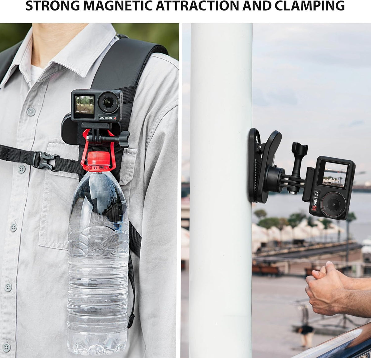 STARTRC OSMO Pocket 3 360° Rotation Backpack Clip Mount Shoulder Strap Accessories for DJI Pocket 3/OSMO Pockt/Action Cameras, Black