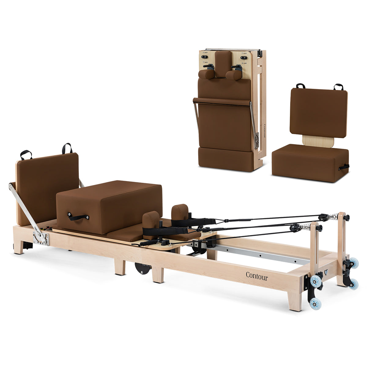 Lifespan Fitness Contour Folding Wooden Pilates Reformer Machine Set (Espresso)