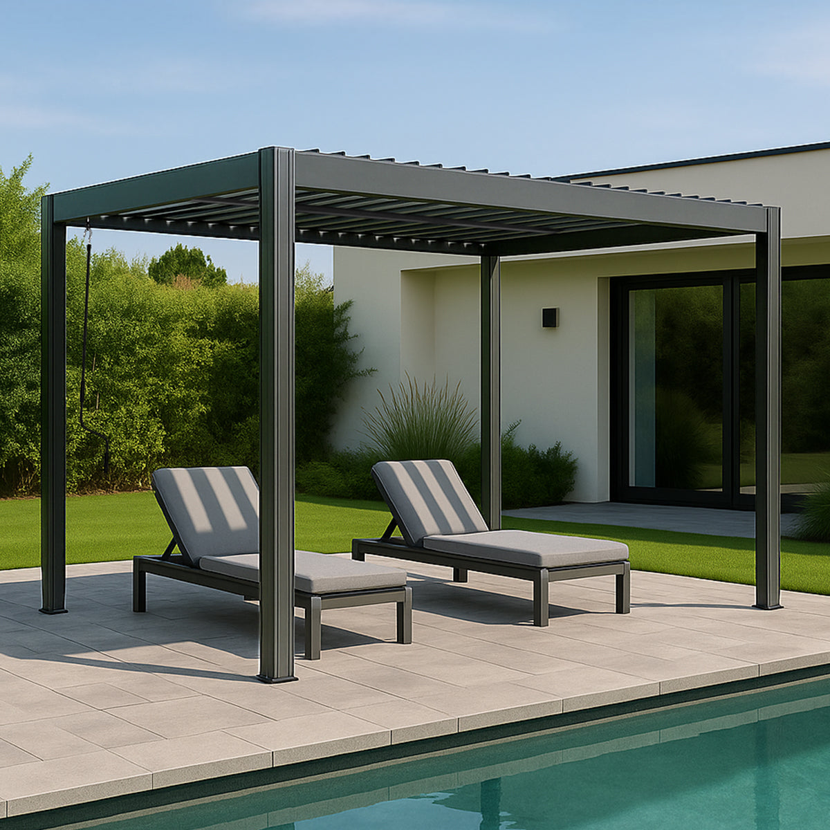 Yardtopia Elmont 3m x 4m Aluminium Adjustable Louvre Pergola