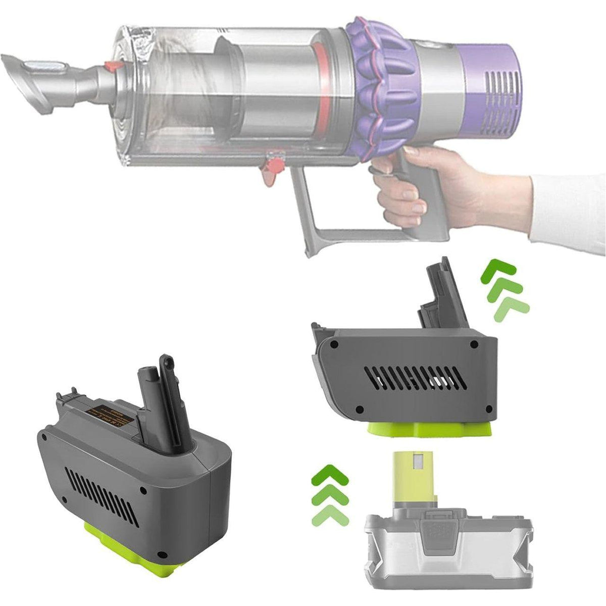Hygieia Ryobi Converter - Ryobi ONE+ 18V To Dyson V10 Battery Converter / Adapter