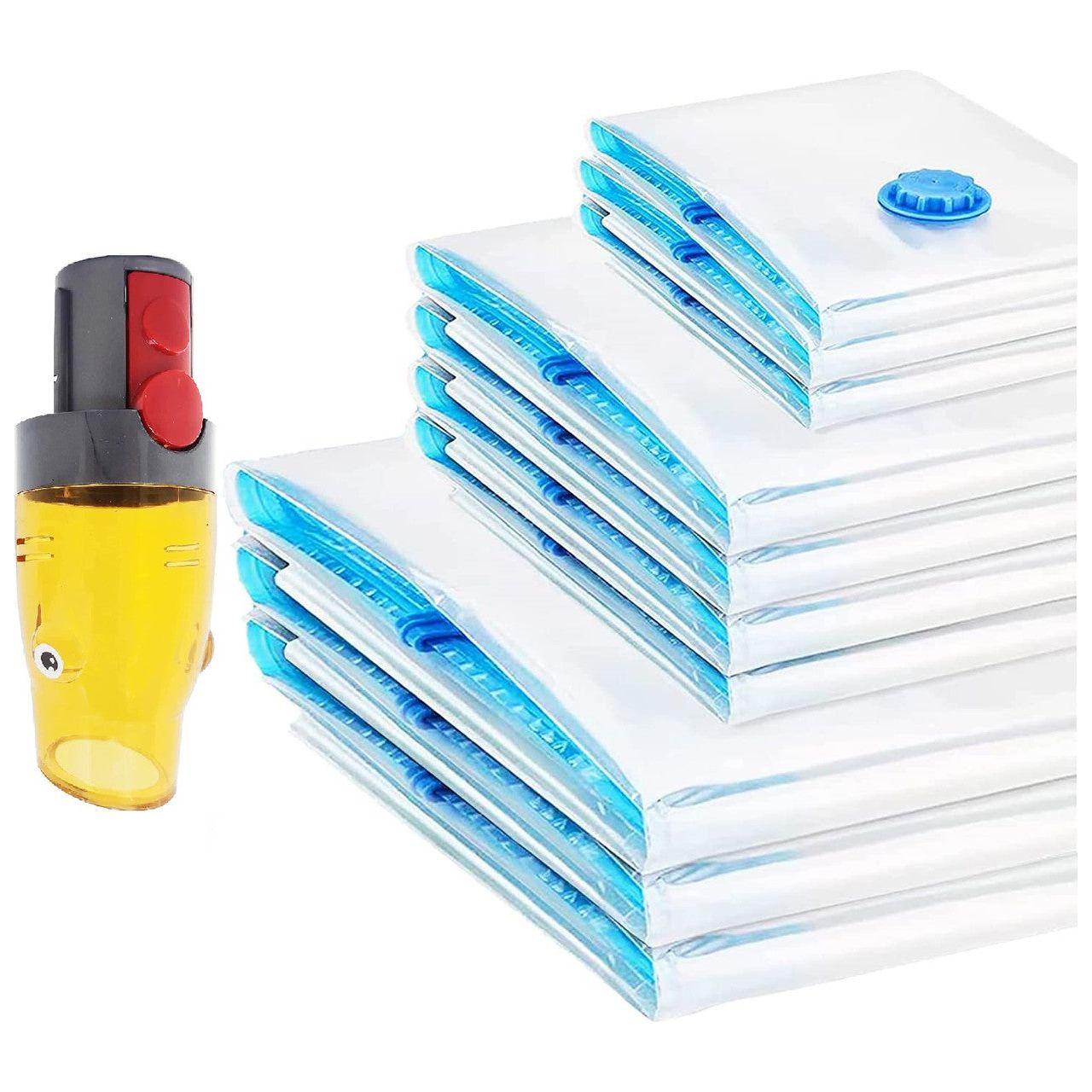 9 Pk Space Saver Vacuum Sealer Storage Bag Kit with Dyson Adaptor