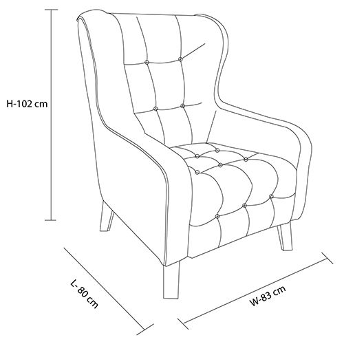 Tufted Armchair with Solid Wood Leg Printing on Front