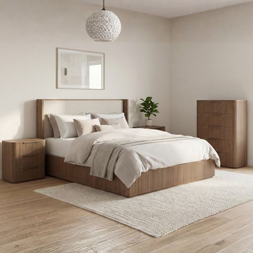 Bedroom Suite 4 Pcs In Oak Colour with Tallboy