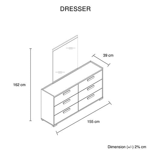 King 4 Pcs Bedroom Suite with Dresser Fabric Combination of Black & Cement Colour