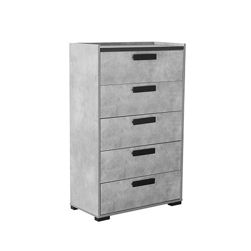 King 4 Pcs Bedroom Suite with Tallboy Fabric Combination of Black & Cement Colour