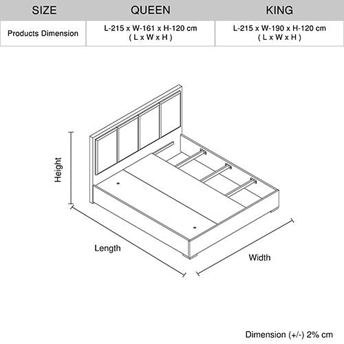 King 5 Pcs Bedroom Suite Fabric Combination of Black & Cement Colour