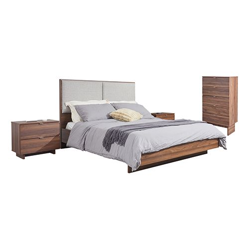 4 Pcs King Bedroom Suite with Tallboy in Fabric LED Light
