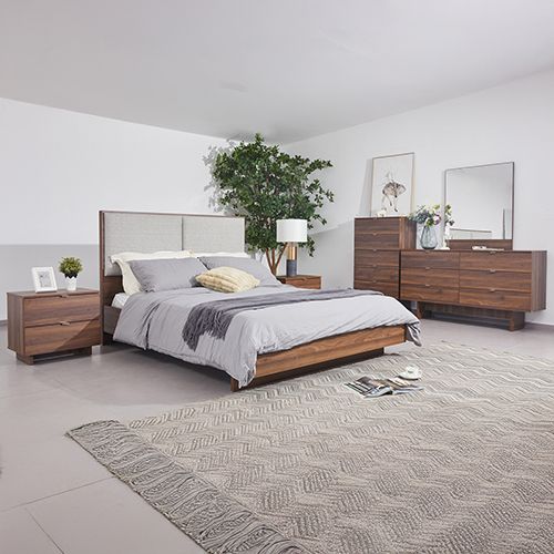 5 Pcs King Bedroom Suite in Fabric LED Light