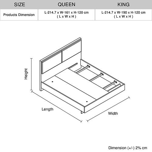 5 Pcs King Bedroom Suite in Fabric LED Light