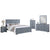5 Pieces Bedroom Suite in Solid Wood & MDF Queen Size Grey Colour Bed, Bedside Table, Dresser & Tallboy