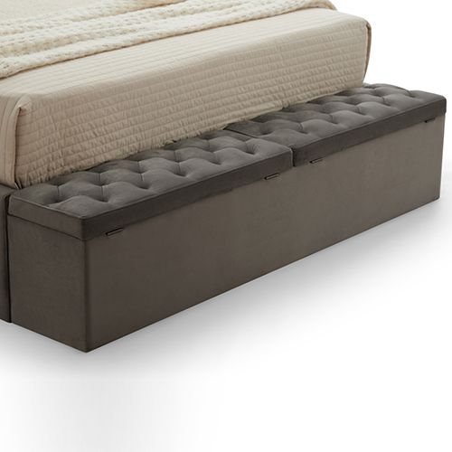 Queen Storage Bed Frame Fabric Upholstery Tufted Headboard