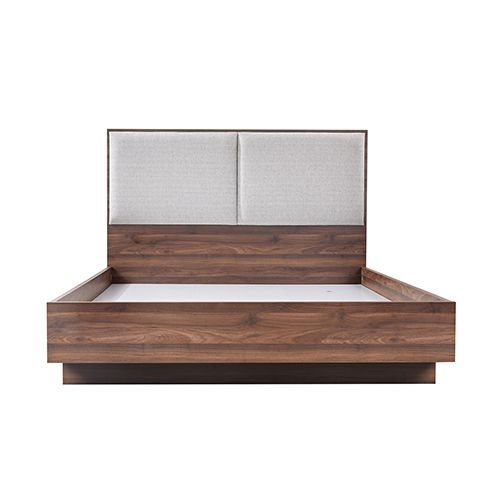 King Bed Frame with Melamine Finishing Fabric Upholstered Headboard LED Light