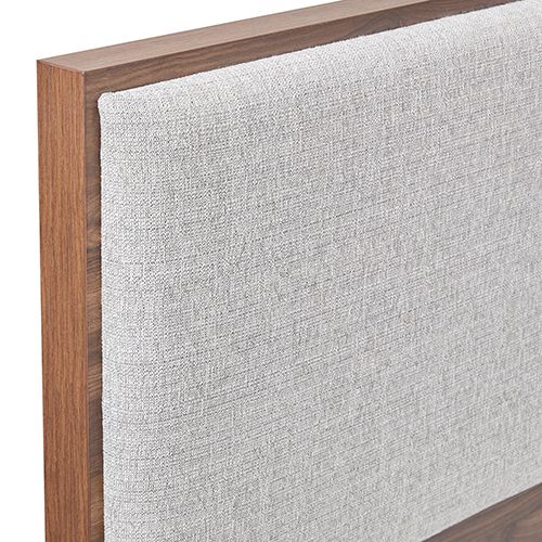 King Bed Frame with Melamine Finishing Fabric Upholstered Headboard LED Light
