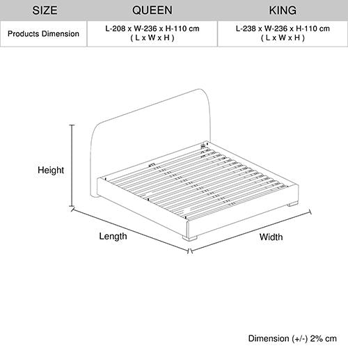 King Fabric Upholstered Bed with Metal Frame