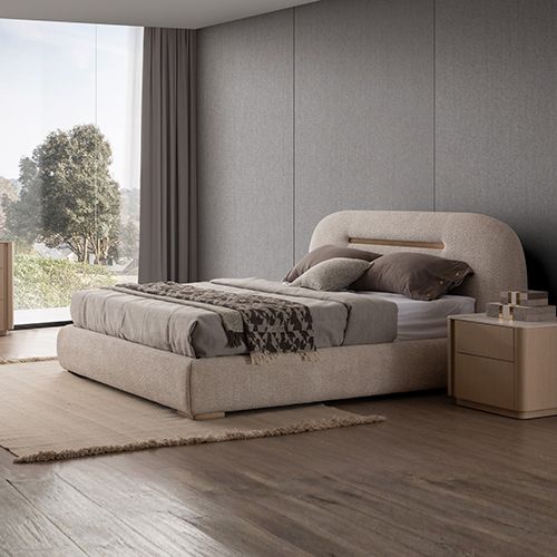Queen Fabric Upholstered Bed with Metal Frame