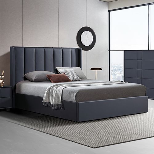 Gas Lift King Bed Frame MDF in Black