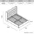 Veronica Bed Frame Double Size Winged Grey Linen Fabric Seam Grid Pattern with gas lift plywood metal structure