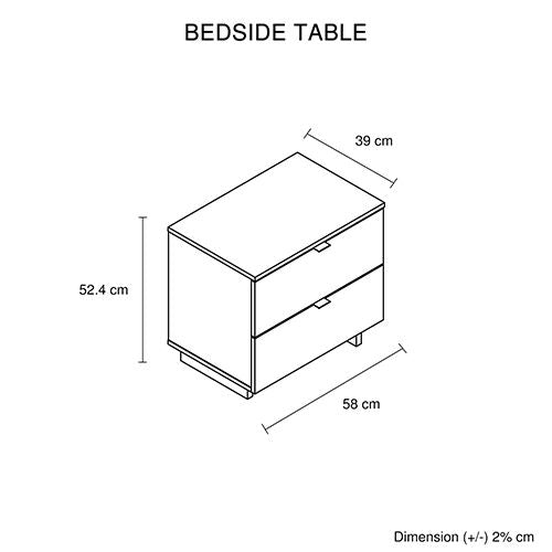 Bedside Table with Melamine Finishing Slim Metal Handles Nightstand