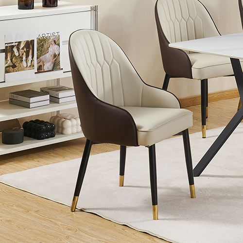 2X Dining Chair PU Leather Powder Coating on Legs
