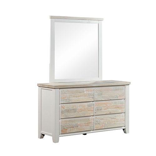 Dressing Chest with Mirror Coastal Mirror Grey and Miami White Colour 6 Drawers